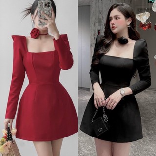 Đầm váy thiết kế cổ U tai dài kèm chocker sang chảnh,sang trọng S008