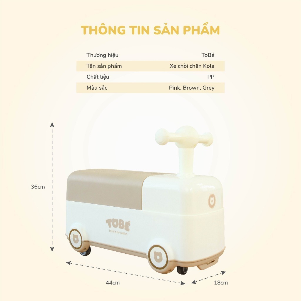 Xe Chòi Chân KOLA TOBÉ Chất Liệu Nhựa PP Cho Bé Từ 2 Tuổi