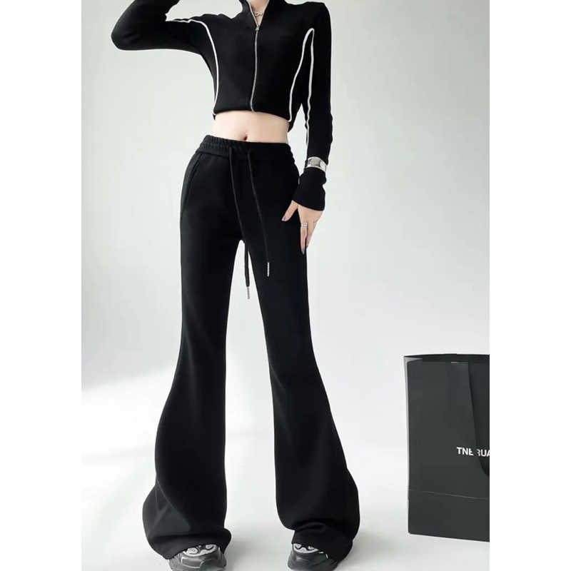 Quần loe chất nỉ hottrend. hách dáng, có rây rút eo. quần loe nữ hót 2023