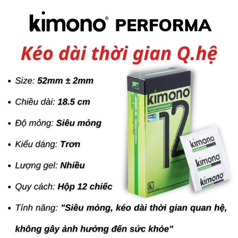 Bao cao su Kimono siêu mỏng không mùi chứa vitamin B cấp ẩm bôi trơn hộp 12 bcs - MA Shop