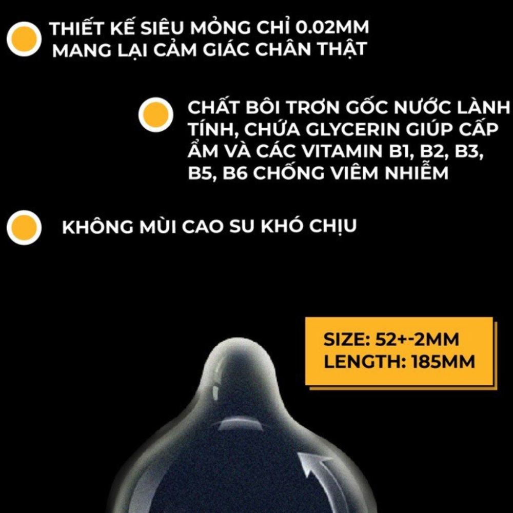 Bao cao su Kimono siêu mỏng không mùi chứa vitamin B cấp ẩm bôi trơn hộp 12 bcs - MA Shop