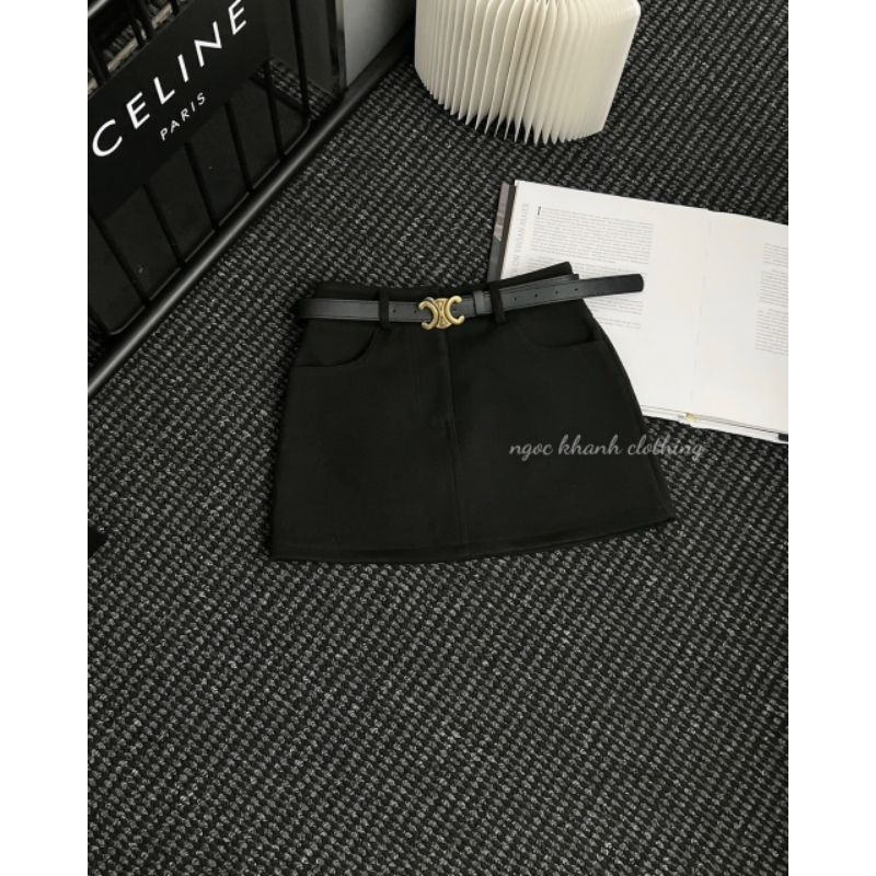Chân váy dạ ngắn kèm đai hàng QCL1