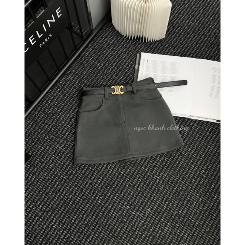 Chân váy dạ ngắn kèm đai hàng QCL1