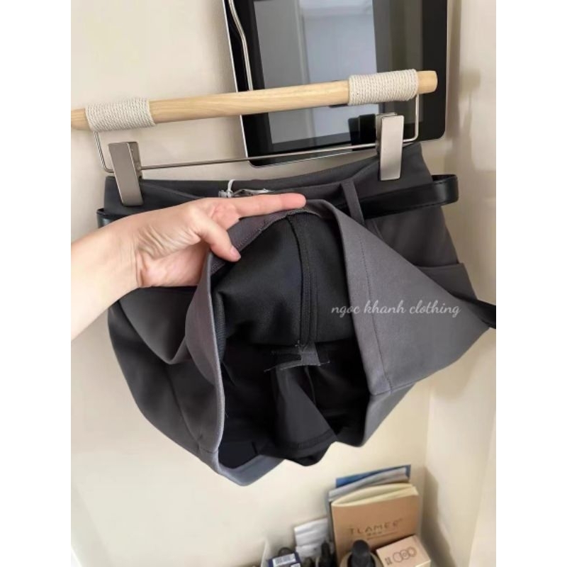 Chân váy dạ ngắn kèm đai hàng QCL1