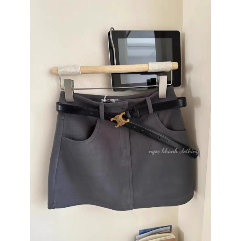 Chân váy dạ ngắn kèm đai hàng QCL1