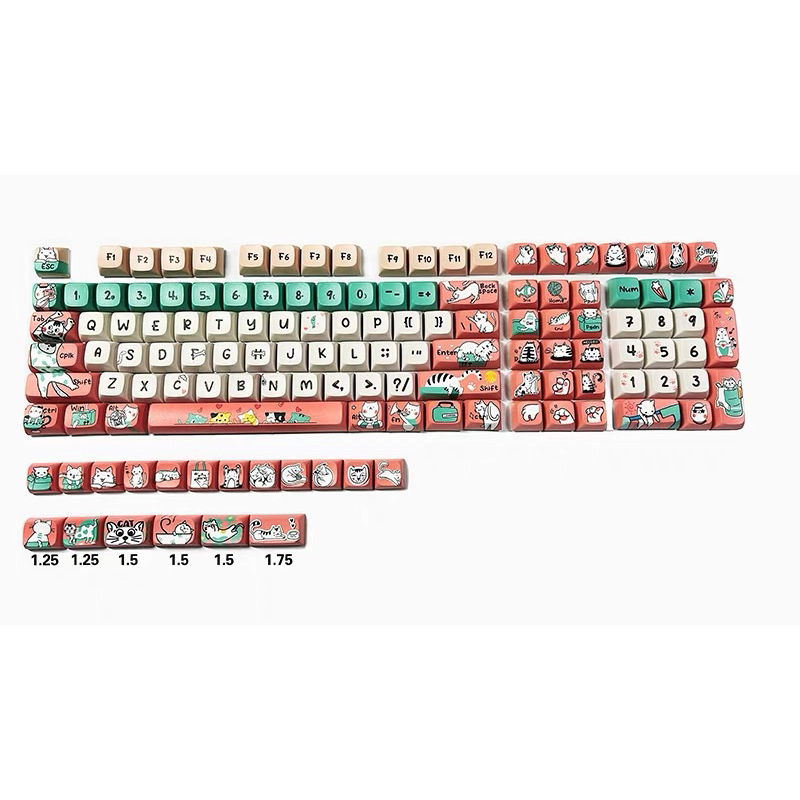 Keycap Cartoon Cat XDA profile PBT Dyesub bàn phím cơ Mitoby Studio
