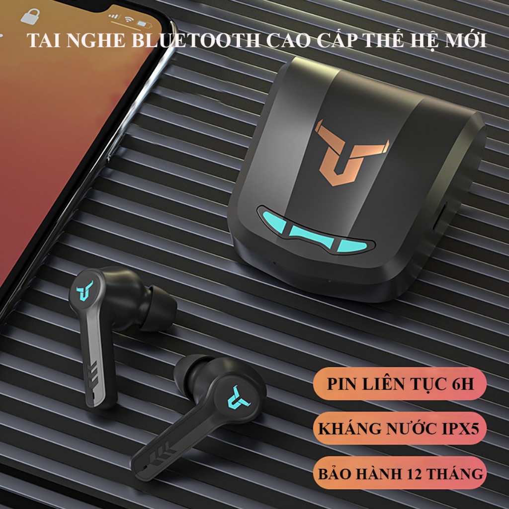 Tai nghe nhét tai không dây Gaming GM8 bluetooth 5.0 gaming âm trầm hifi tích hợp micro.