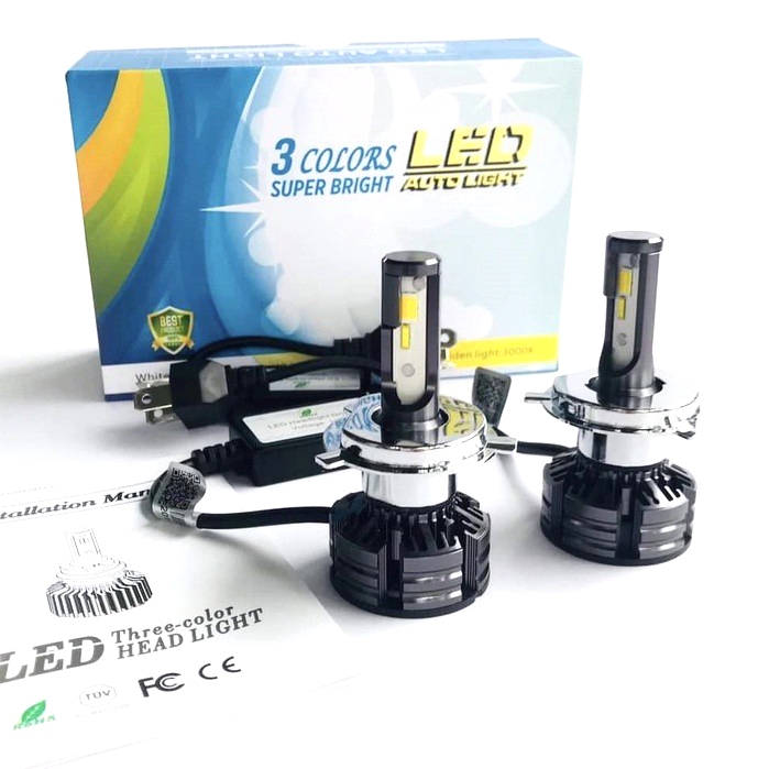 1 bóng- pha led 3 màu 35w chân h4