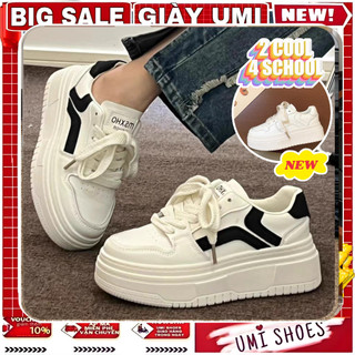  Giày Thể Thao Nữ VECAO Màu Đen Trắng Đế Cao 5cm Mới Buộc Dây Hot Hàn Quốc Thời trang đi học đẹp xinh