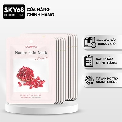 Combo 10 Mặt Nạ Lựu Đỏ Dưỡng Sáng, Săn Chắc Làn Da Foodaholic Nature Skin Mask 23gx10 - Pomegranate
