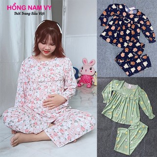 Bộ bầu sau sinh cho bé bú tole 2 da tay dài quần dài