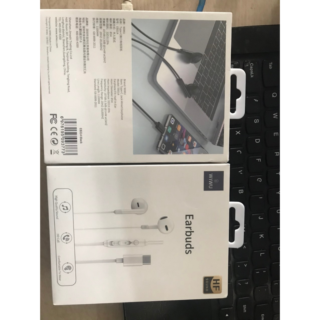 TAI NGHE CÓ MÍC CHÂN CẮM TYPE-C DÙNG CHO IPHONE 15/MAC/CÁC DÒNG ĐIỆN THOẠI JACK TYPE C WIWU EB315/EB314/EB316 IN-EAR