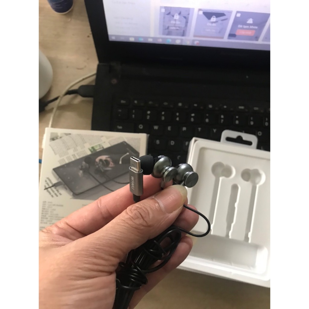 TAI NGHE CÓ MÍC CHÂN CẮM TYPE-C DÙNG CHO IPHONE 15/MAC/CÁC DÒNG ĐIỆN THOẠI JACK TYPE C WIWU EB315/EB314/EB316 IN-EAR