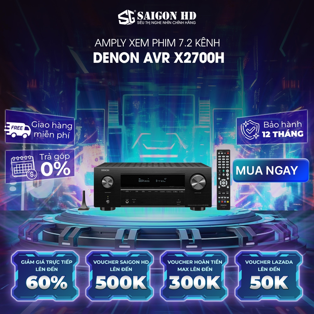 Amply Xem Phim 7.2 Kênh DENON AVR X2700H - Hàng Chính Hãng, Bảo Hành 12 Tháng