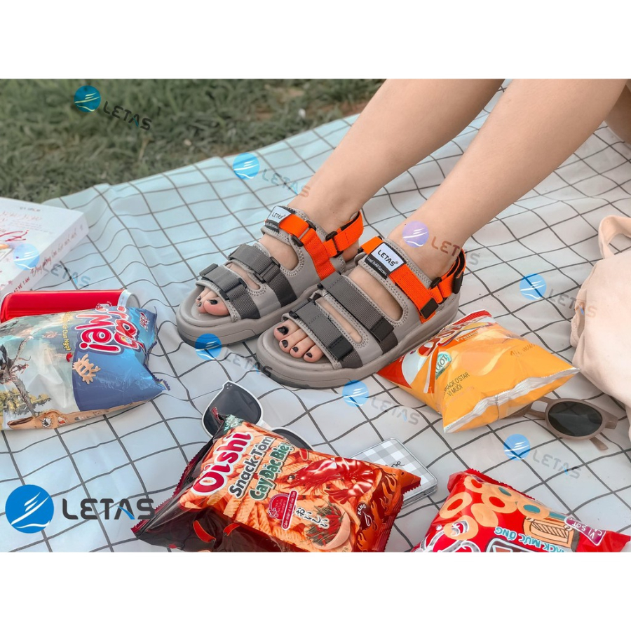 Giày sandal nam nữ unisex letas d1001 cá tính, 3 quai đế cao êm, xăng đan đi chơi đi học.