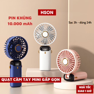  Quạt cầm tay tích điện dung lượng pin khủng 10.000 mAh cao nhất trên thị trường quạt mini HSON 5 tốc độ gió linh hoạt 