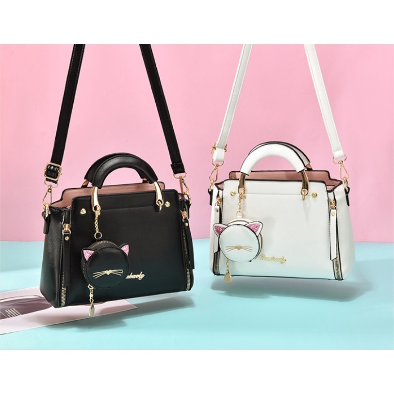 Túi xách nữ thời trang đi tiệc đi làm đeo vai đeo chéo có quai xách, túi xách công sở nữ cao cấp 2023 pk mèo dễ thương