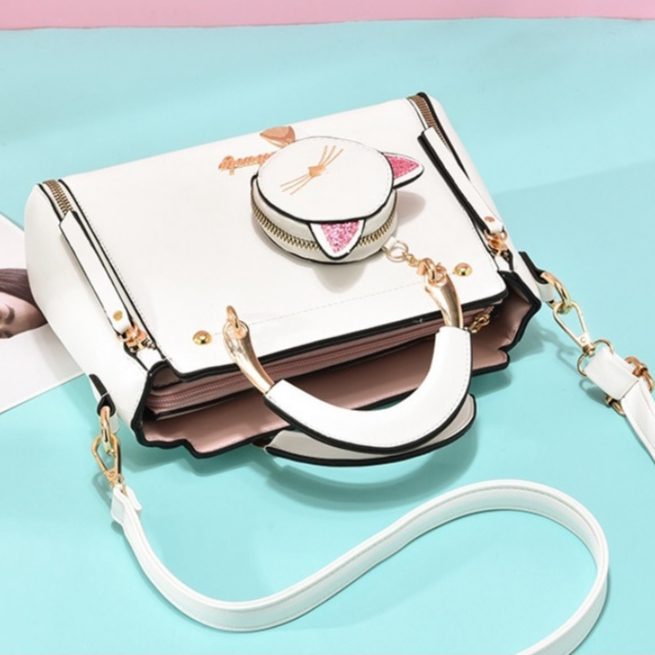 Túi xách nữ thời trang đi tiệc đi làm đeo vai đeo chéo có quai xách, túi xách công sở nữ cao cấp 2023 pk mèo dễ thương