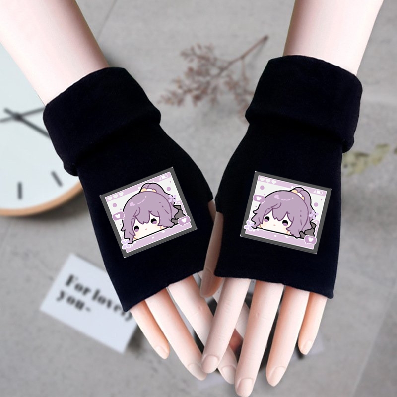 Găng tay len đen PROJECT SEKAI ver MẶT CHIBI in hình thời trang ấm áp xinh xắn