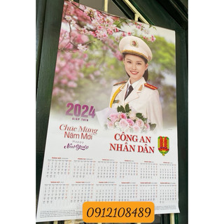 Combo 10 tờ lịch 1 tờ nẹp sắt công an nhân dân 2024