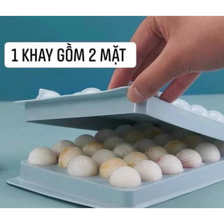 Khay đá viên tròn đẹp có nắp đậy, đá tròn mịn dễ sử dụn, làm khuôn thạch rau câu - HM526