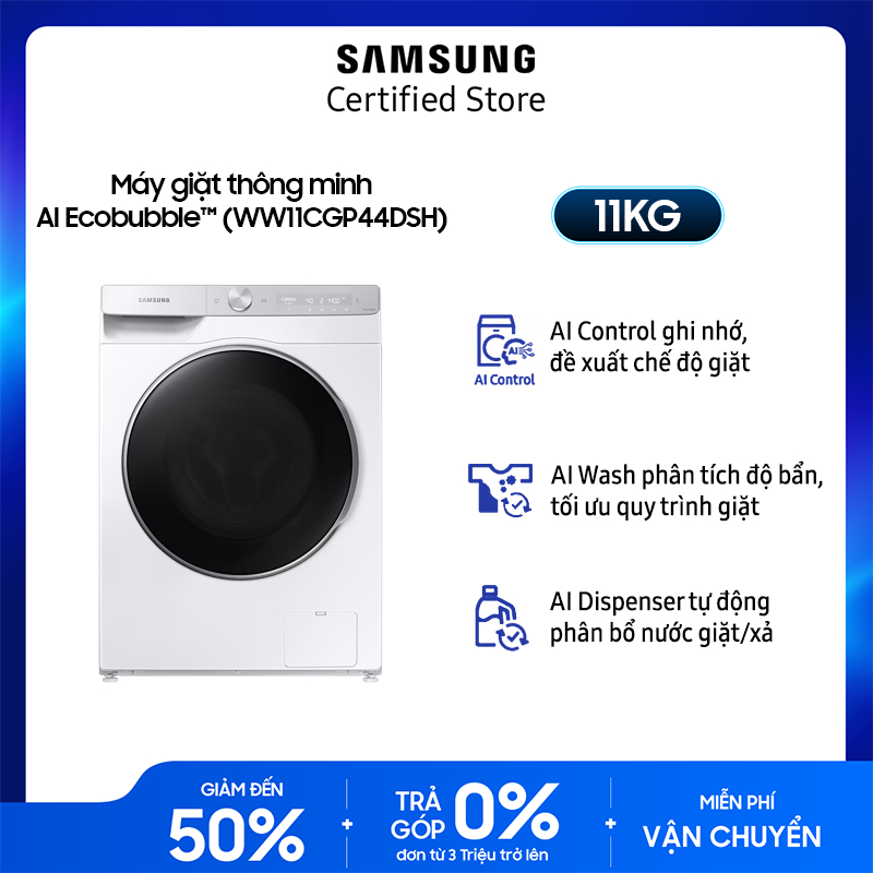 Máy giặt Samsung AI Ecobubble Inverter 11 kg WW11CGP44DSHSV