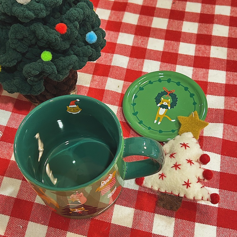 Ly sứ mèo  giáng sinh kèm nắp