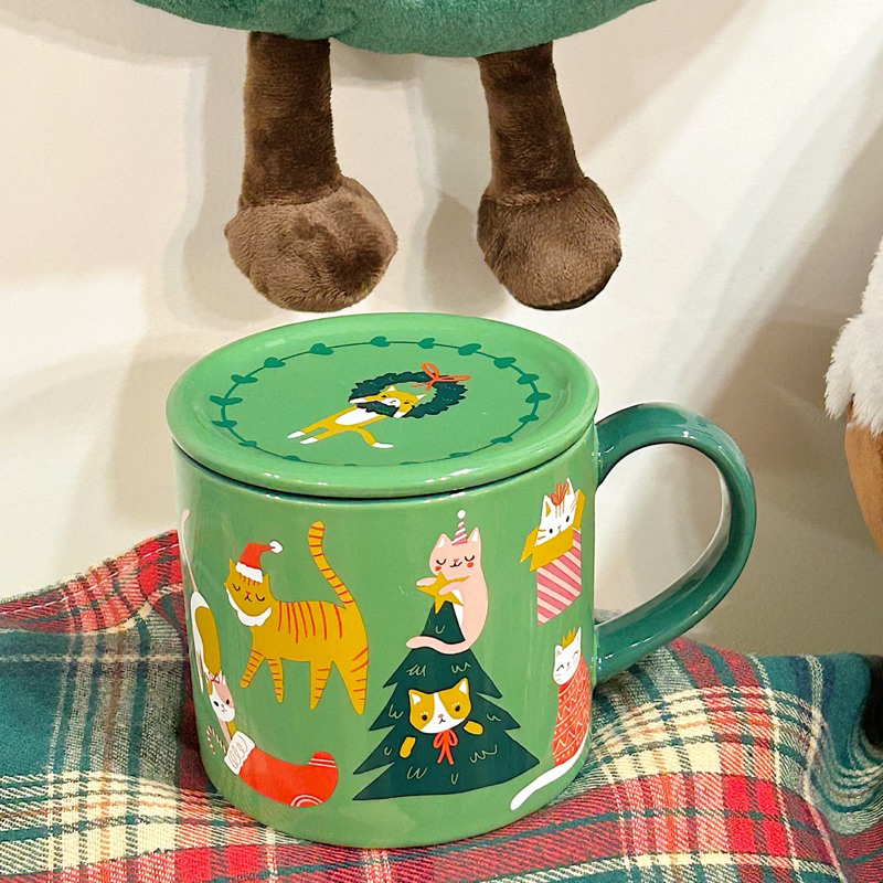 Ly sứ mèo  giáng sinh kèm nắp