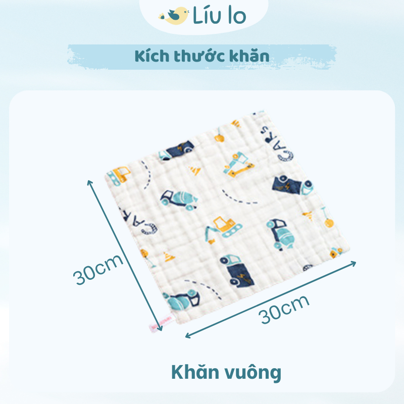 Khăn Sữa Xô Cotton 6 Lớp Cao Cấp Hoạ Tiết Dễ Thương, Mềm Mại, Thân Thiện Với Da Bé