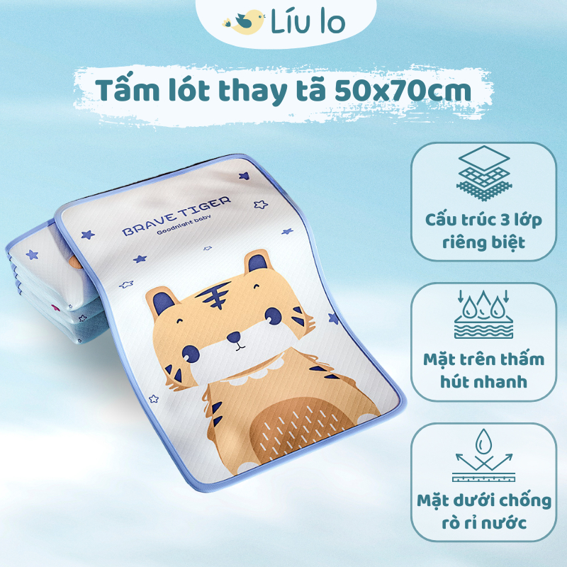 Thảm lót thay tã bỉm cho bé Líu lo, thấm hút nhanh, chống rò rỉ ra giường đệm, giá tốt