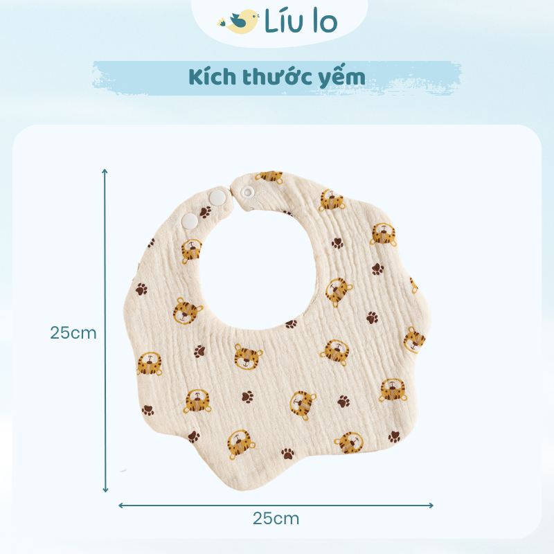 Yếm Xô Cho Bé/Yếm Hoa Cho Bé Líu Lo Xoay 360 Độ Chất Xô Cotton Mềm Mại Thấm Hút Tốt