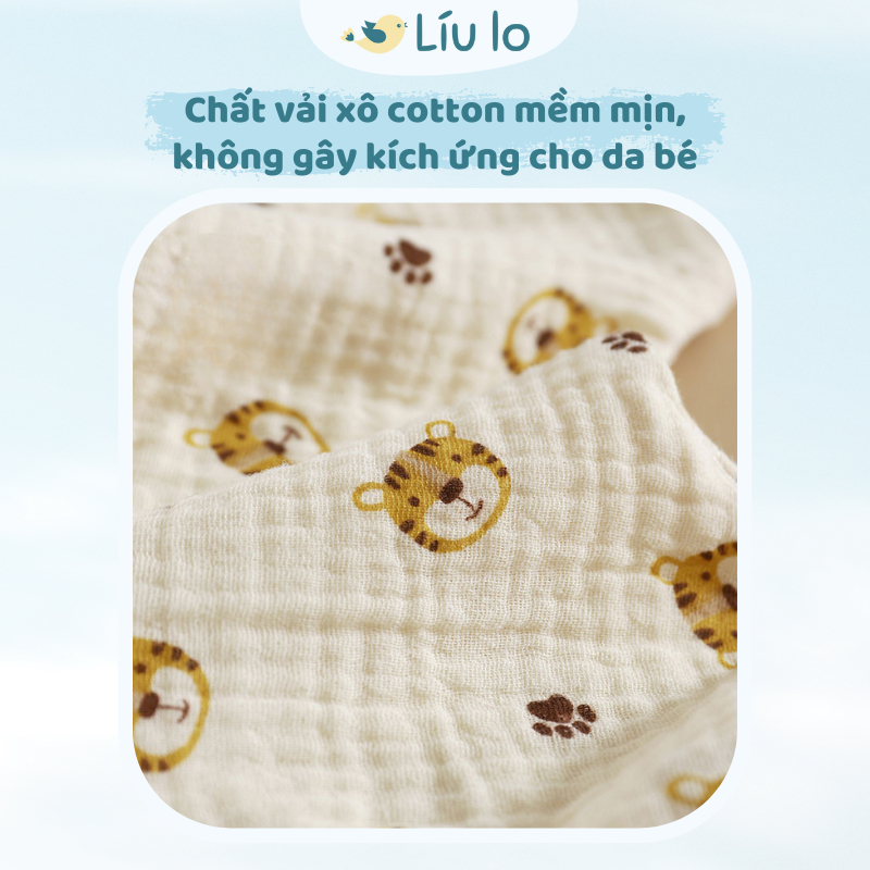 Yếm Xô Cho Bé/Yếm Hoa Cho Bé Líu Lo Xoay 360 Độ Chất Xô Cotton Mềm Mại Thấm Hút Tốt