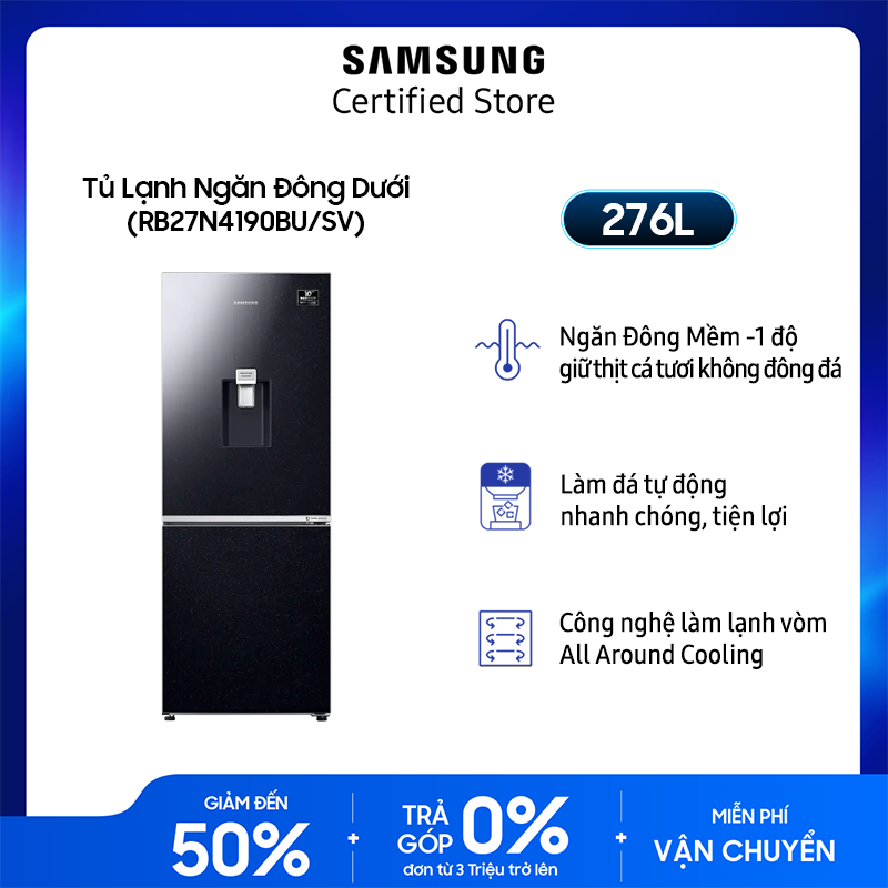 Tủ lạnh Samsung Inverter 276 lít RB27N4190BU/SV - Miễn phí giao + lắp Toàn Quốc