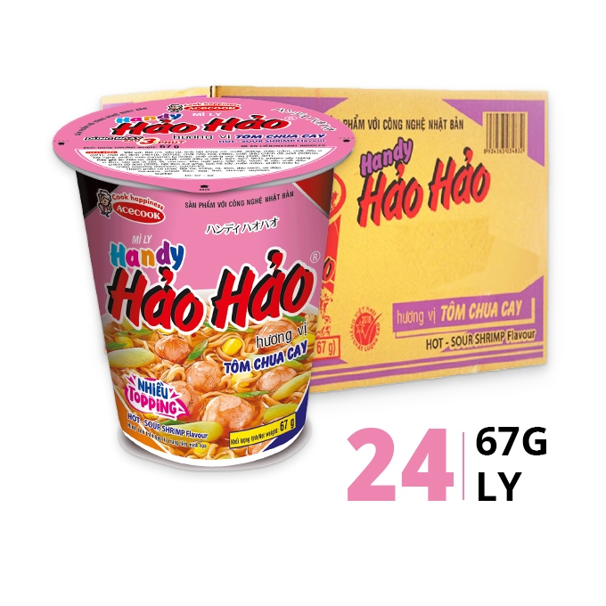 Combo 5 hộp Mỳ Ly Handy Hảo Hảo hương vị Tôm Chua cay Acecook