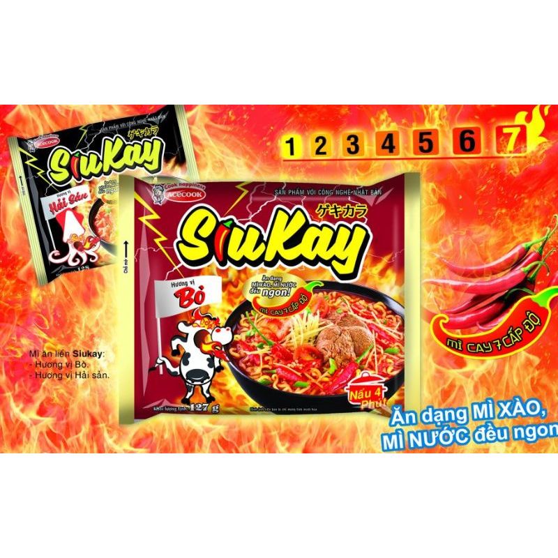 Combo 3 Gói Siukay vị Bò Acecook