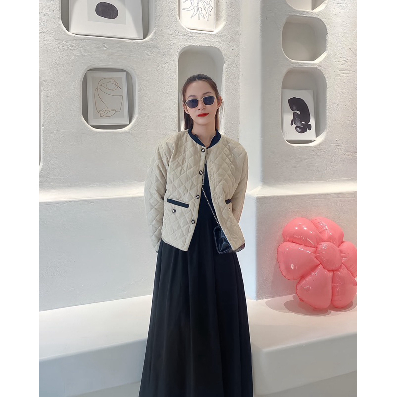 ÁO PHAO CHẦN BÔNG MỎNG - BE