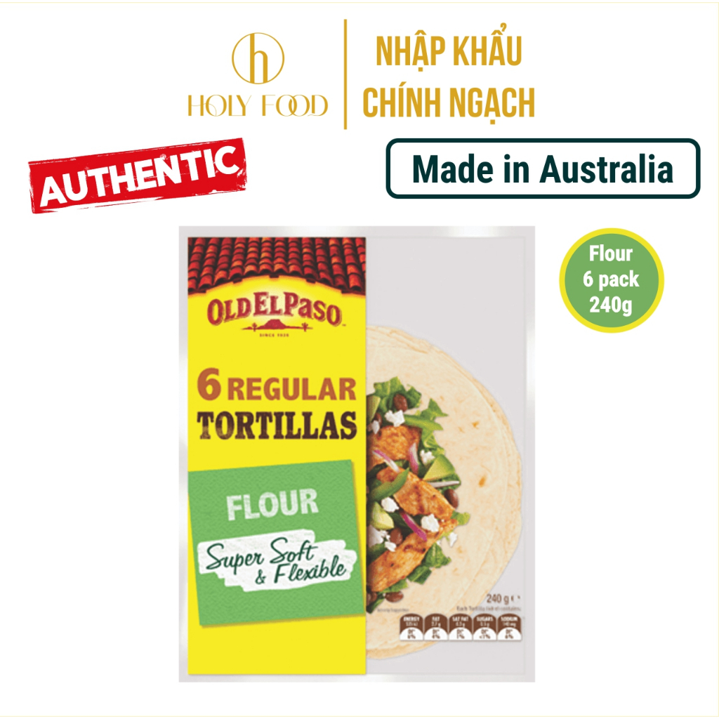 Túi 6 Vỏ Bánh Tortilla Mexico - 6 Pack Tortillas Old El Paso 240g - Xuất xứ Australia