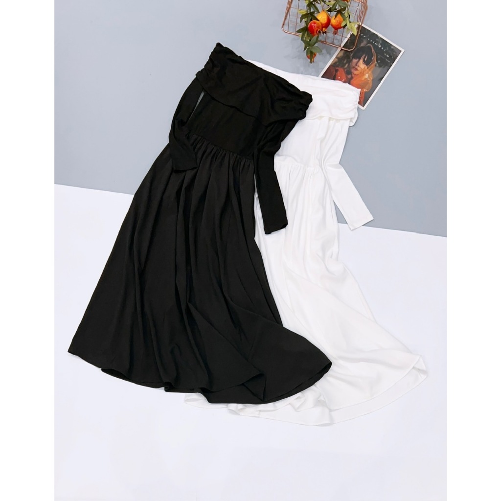 Đầm bẹt vai tay dài