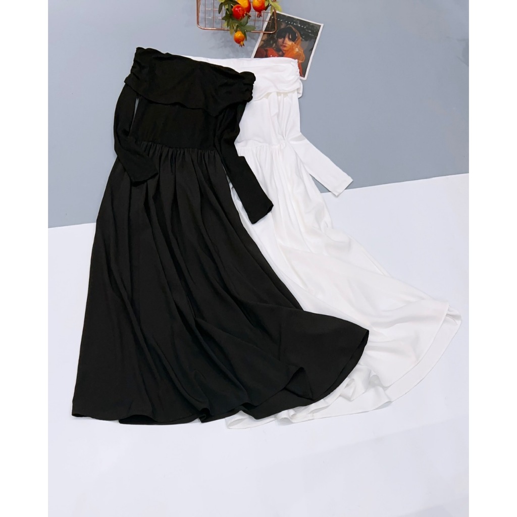 Đầm bẹt vai tay dài