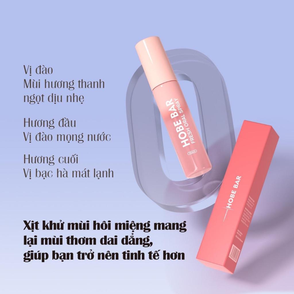 Xịt thơm miệng HOBEBAR 20ml thơm miệng hương đào loại bỏ vi khuẩn gây hôi miệng không chất bảo quản giữ mùi lâu