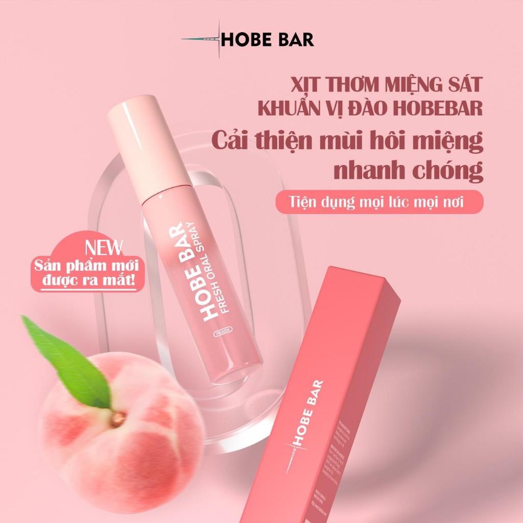 Xịt thơm miệng HOBEBAR 20ml thơm miệng hương đào loại bỏ vi khuẩn gây hôi miệng không chất bảo quản giữ mùi lâu