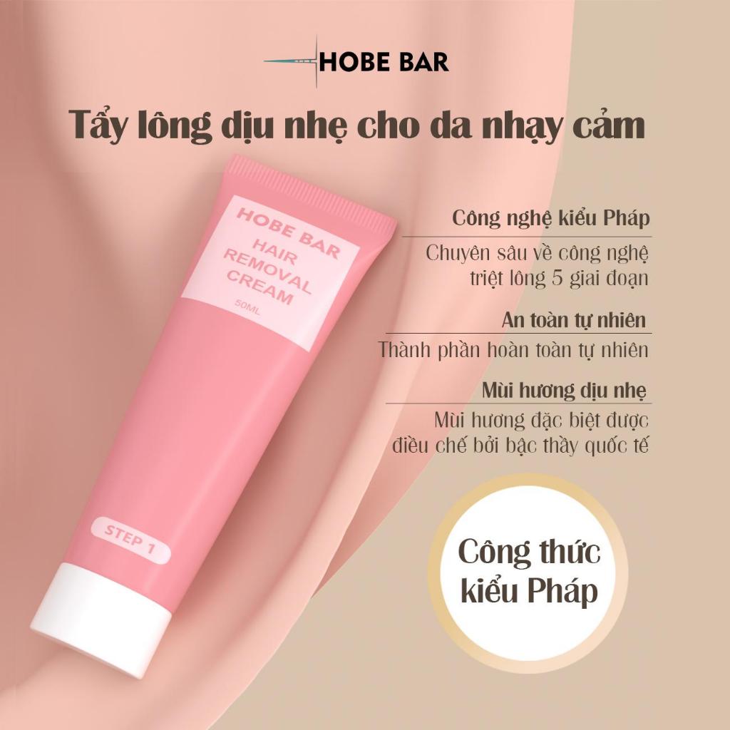 Kem tẩy lông HOBEBAR 50g và Gel dưỡng lô hội 30g dịu nhẹ da không gây kích ứng và không đau rát tẩy lông chân tay nách