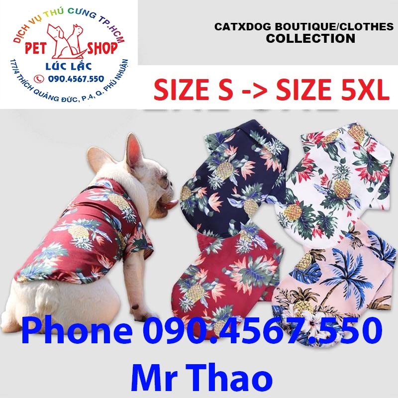 [Có size 5XL] ÁO SƠ MI in hình dễ thương phong cách Hawaii thời trang mùa hè dành cho cún cưng,Quần Áo SƠ MI cho Chó Mèo