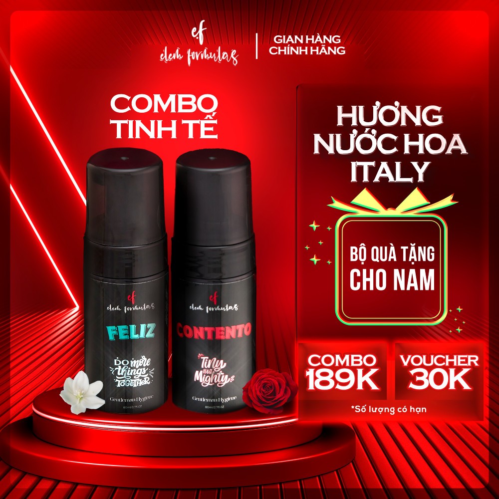 Combo Bọt Vệ Sinh Nam Cao Cấp EF Elemformulas, Hương Nước Hoa Cao Cấp Thụy Điển