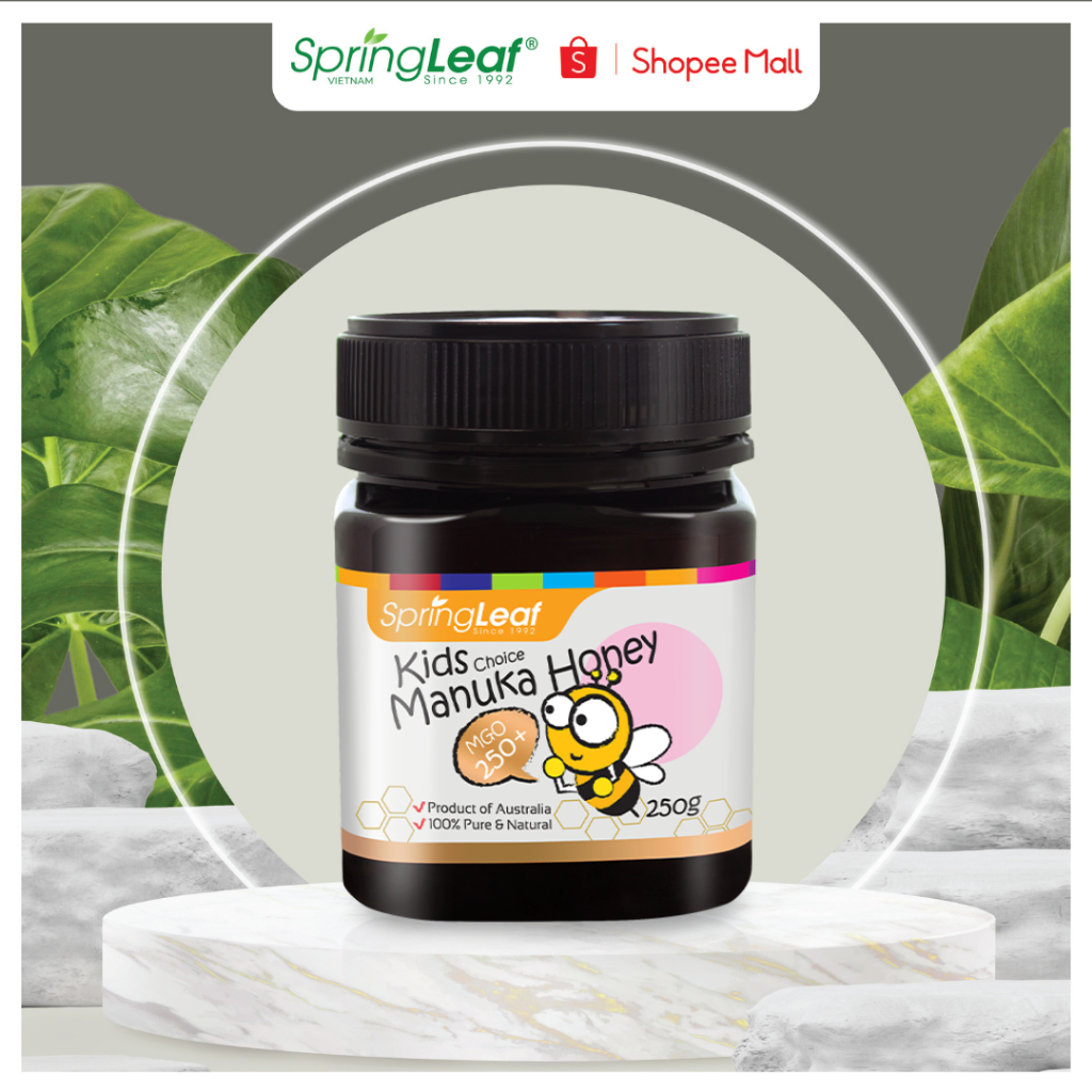 Mật ong Manuka MGO 250+ giúp tăng cường hệ miễn dịch, giảm đau họng và các cơn ho cho bé SpringLeaf 250g