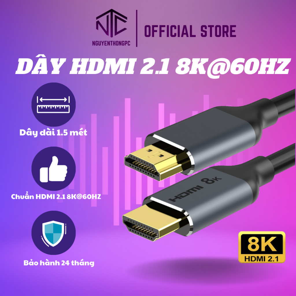 Dây HDMI 2.1 hỗ trợ độ phân giải 4k@120hz  8K@60hz tốc độ truyền tải 48Mbps