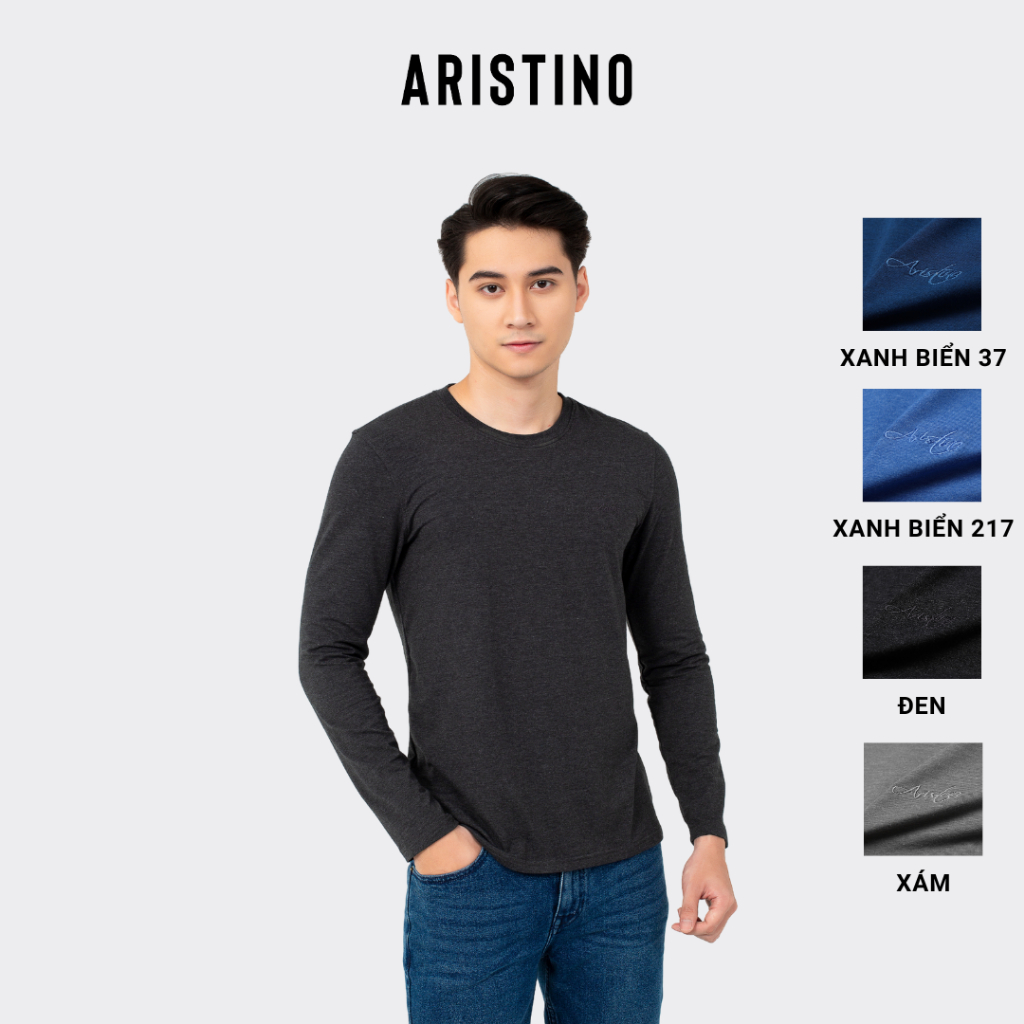 Áo thun dài tay Aristino phom Regular fit suông, màu sắc trung tính, đa dạng - ALTR03