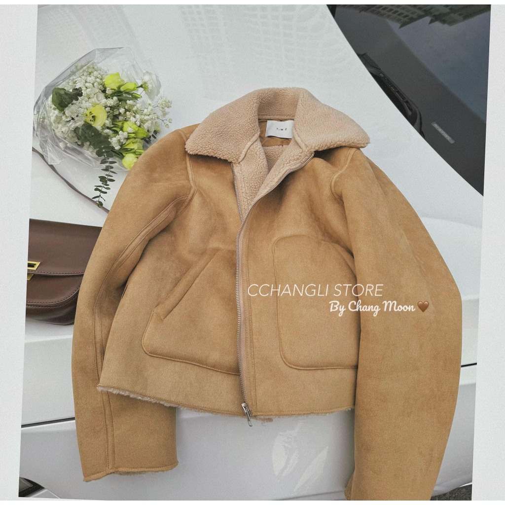 Áo Khoác Da Lộn Phối VIền Lông Dáng Crt Freesize