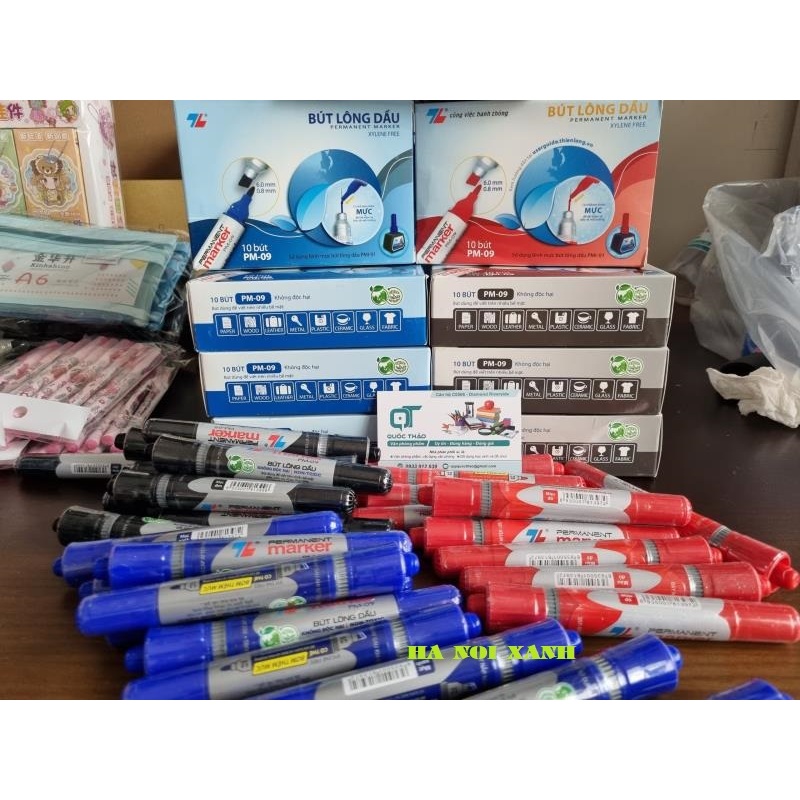 Sỉ hộp 10 bút lông dầu 2 đầu viết loại to PM-09 ngòi nhỏ PM-04 | BigBuy360 - bigbuy360.vn