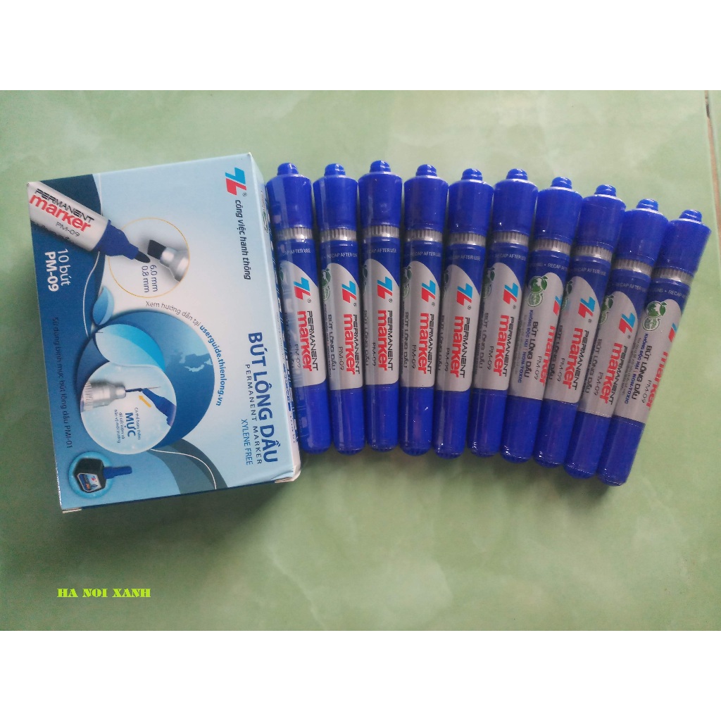 Sỉ hộp 10 bút lông dầu 2 đầu viết loại to PM-09 ngòi nhỏ PM-04 | BigBuy360 - bigbuy360.vn